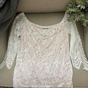 Express white lace dress with sleeves size S